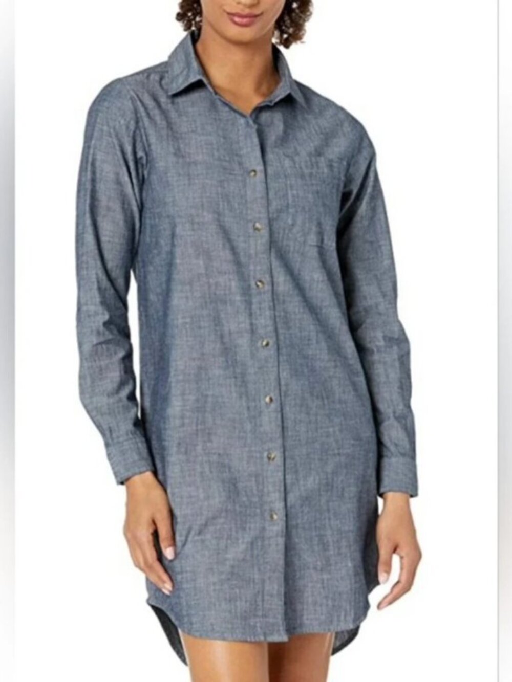 The North Face Chambray long sleeve button down shirt dress blue women's size L